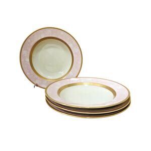 4 Mikasa Rose Hill Soup Bowls L5530 Rimmed 8 1/2"